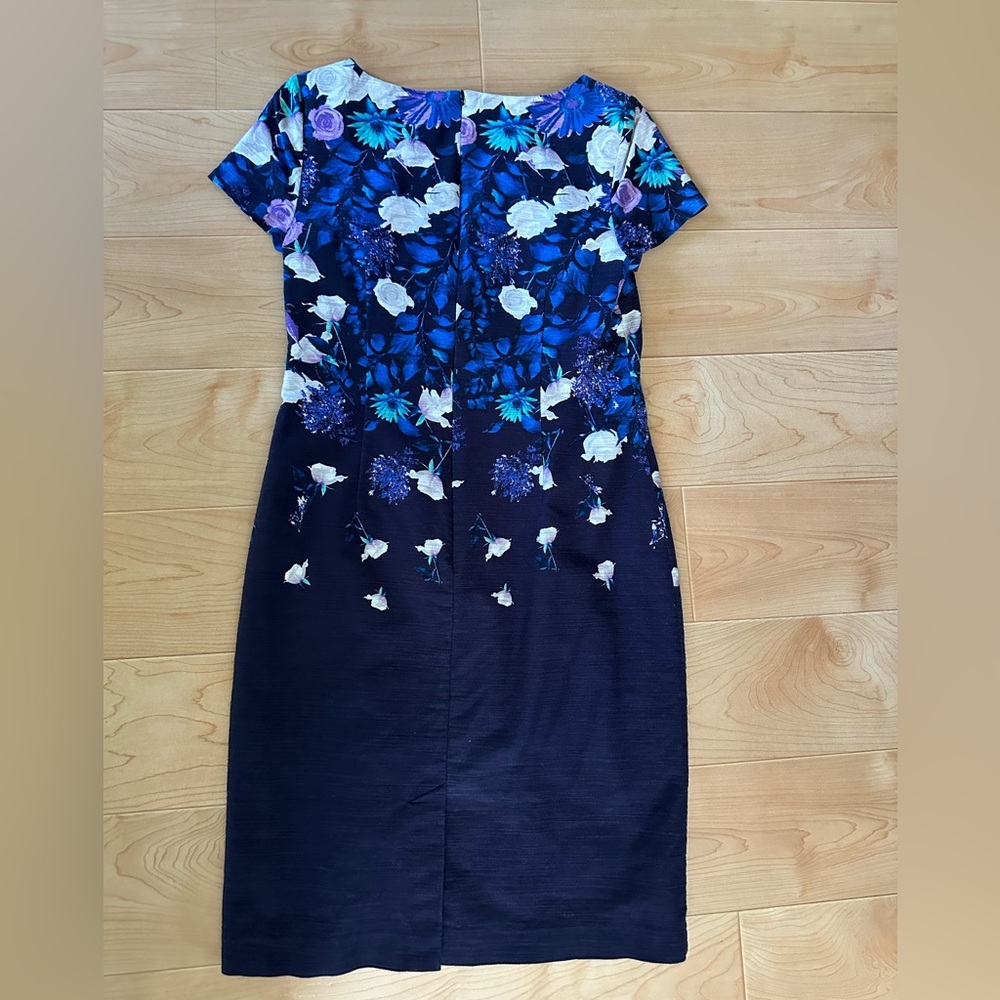 🌻 2/$10 Talbots Floral Ombré Sheath Dress Navy Blue Purple size 6 - Picture 7 of 12